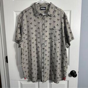 NEW Disney Mickey Mouse XL button up shirt, cotton, gray/black